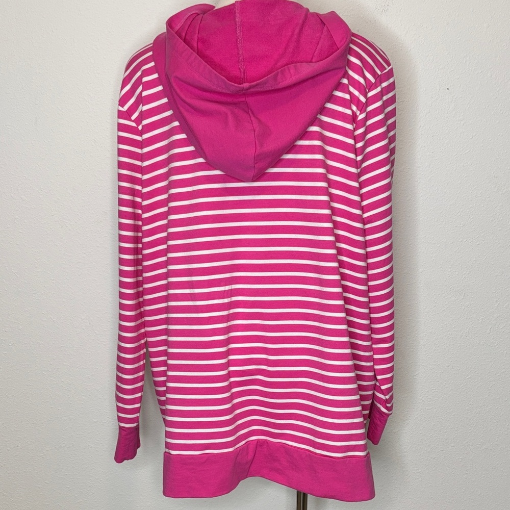 Belle by Kim Gravel size 2X Vibrant Pink and White Striped Hoodie - Picture 7 of 9